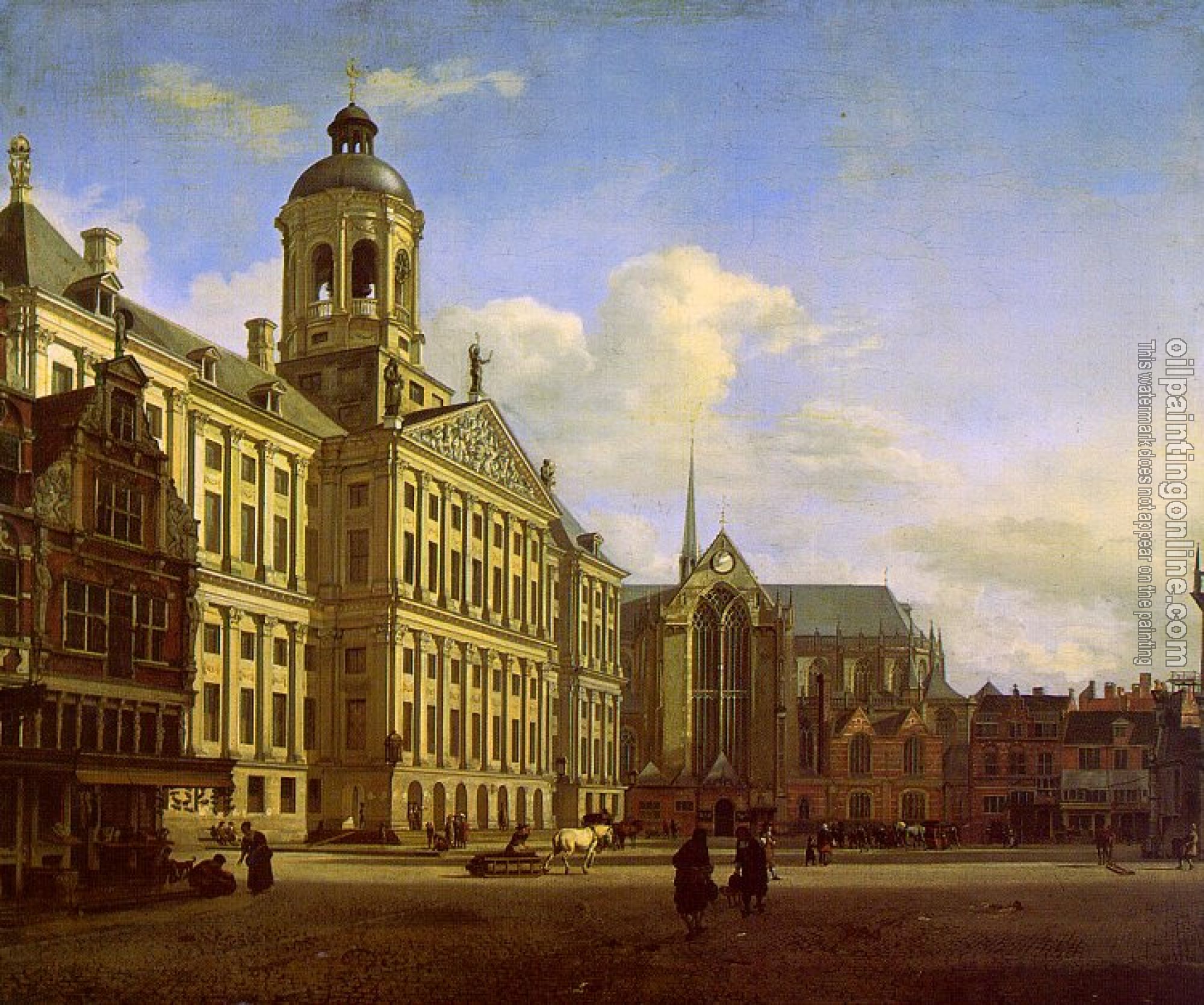 Heyden, Jan van der - The Dam with the New Town Hall in Amsterdam